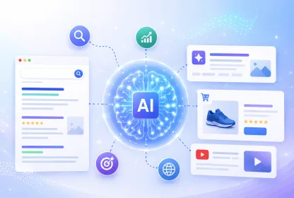 Comparação entre conteúdo produzido com IA de alta qualidade e conteúdo superficial, mostrando que o Google avalia a utilidade, a originalidade e a experiência do usuário, e não o uso da inteligência artificial em si.